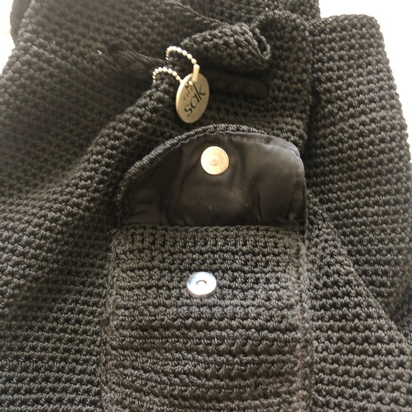 The Sak Black Crochet Tote with Interior Zip Pocket - Picture 2 of 9